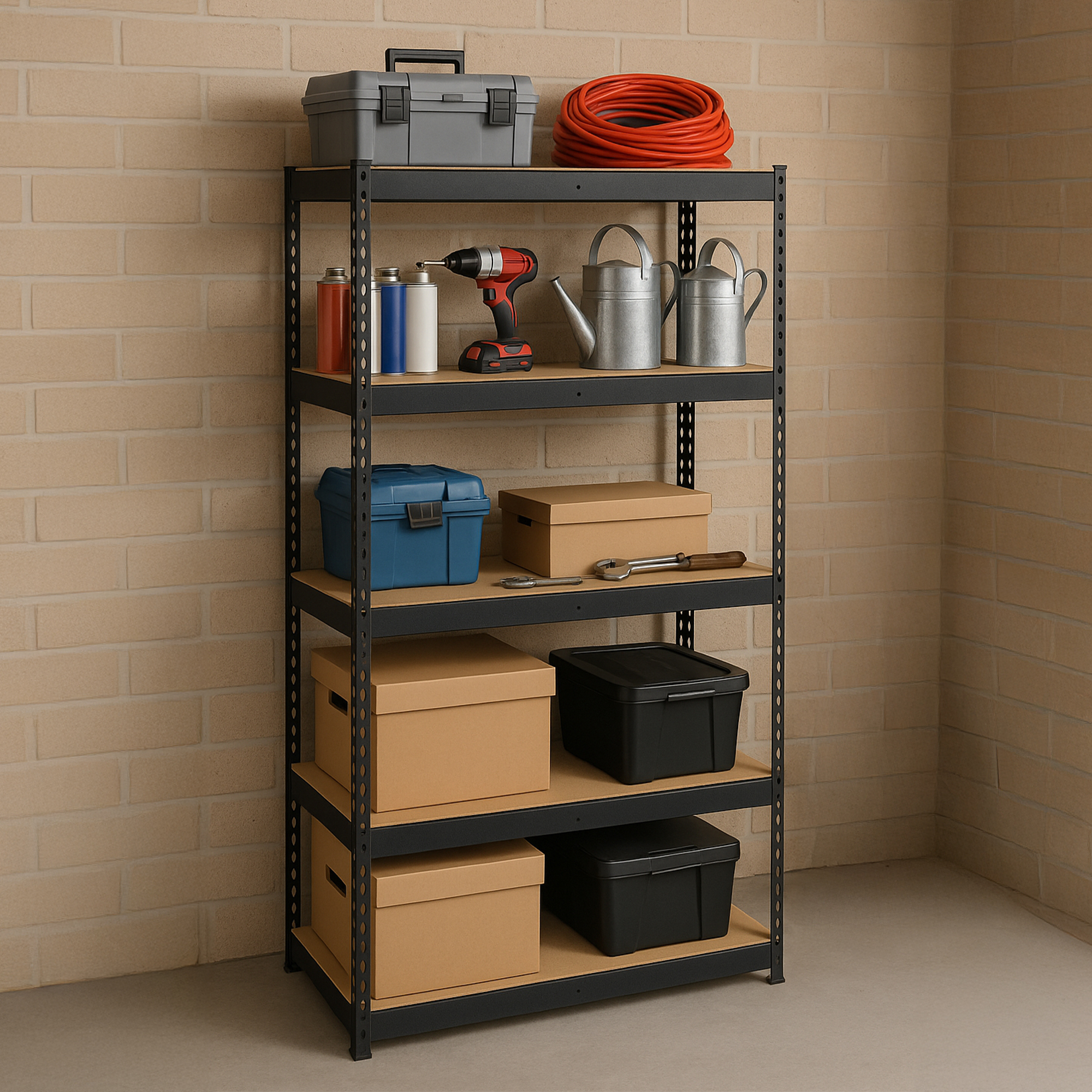 AR Shelving Black Label Storage Collection — 5-Shelf Steel Unit, 2500-Lb. Capacity, 36in.W x 18in.D x 72in.H, Tool-Free Assembly, Matte Black, Model# TRCD18508KFUS0I